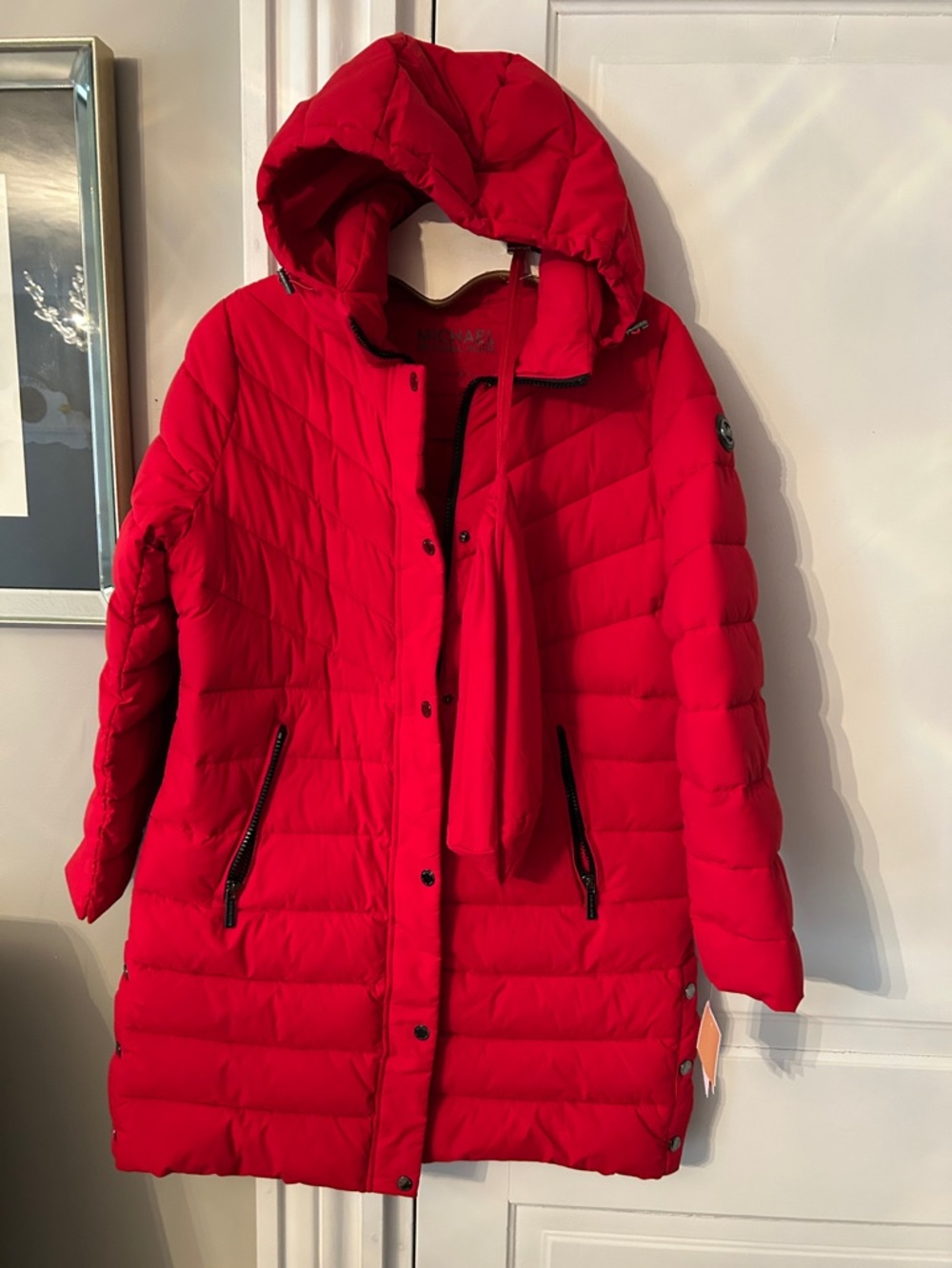 MICHAEL Michael Kors Red Quilted Puffer Coat with Hood